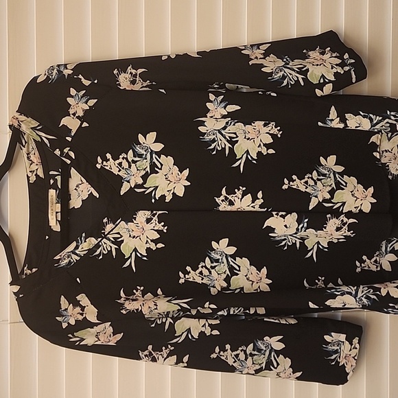 41 Hawthorn Tops - 41 Hawthorn - Black, Cream, Green, 3/4 Sleeve Blouse, Size Large